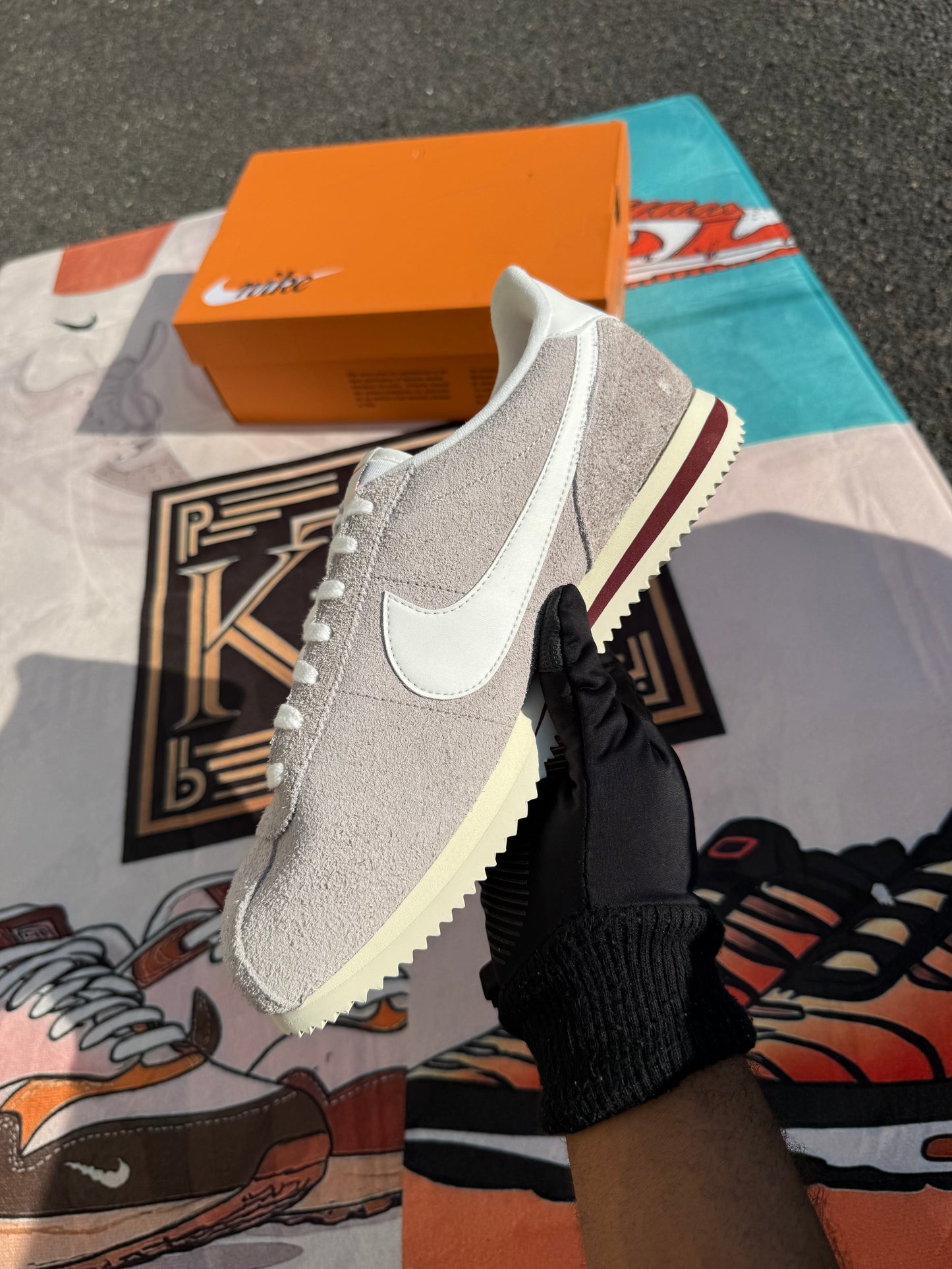 Nike Cortez SE Suede College Grey Dark Team Red  Coconut Milk Sail