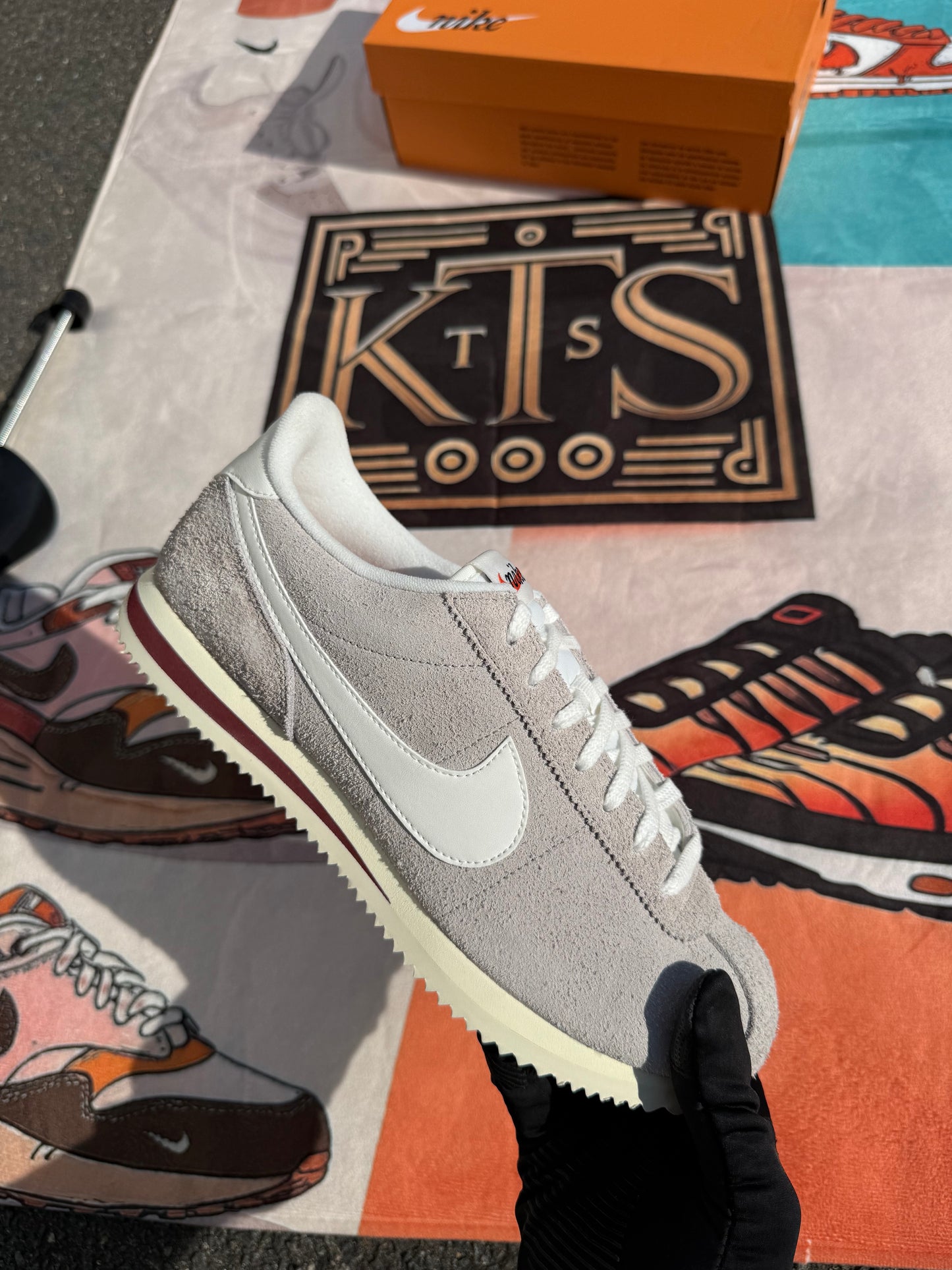 Nike Cortez SE Suede College Grey Dark Team Red  Coconut Milk Sail
