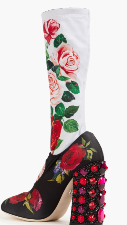DOLCE&GABBANA Bottines chaussettes en jersey à imprimé fleuri