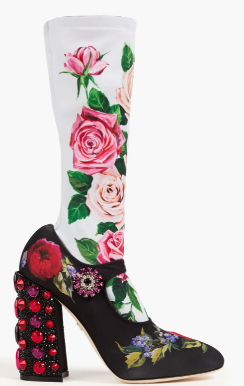 DOLCE&GABBANA Bottines chaussettes en jersey à imprimé fleuri