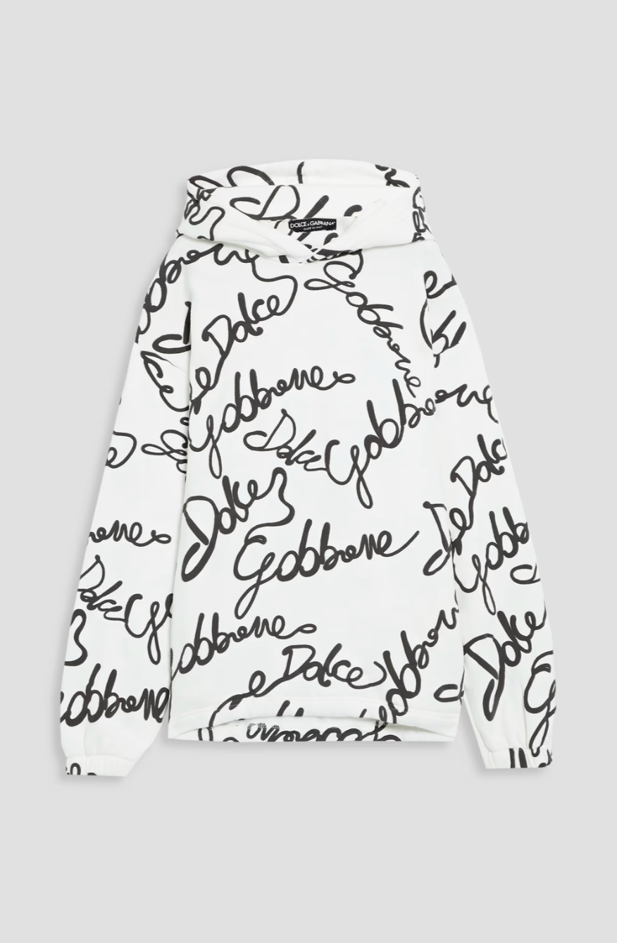 DOLCE&GABBANA Sweat à capuche en molleton de coton mélangé à imprimé logo